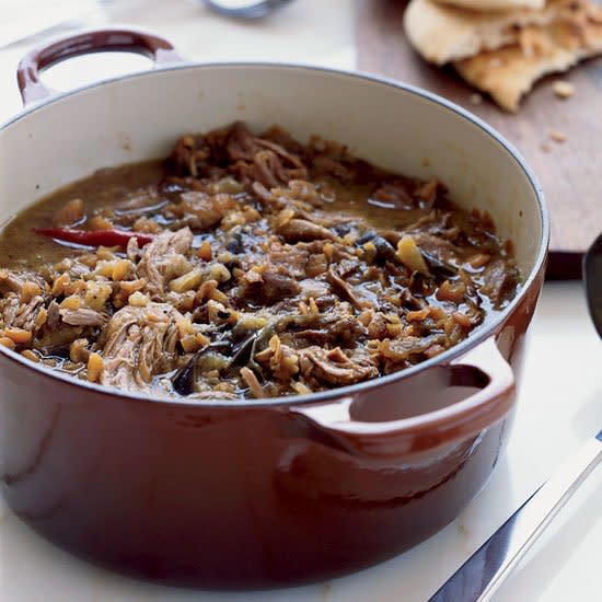 Iraqi Lamb and Eggplant Stew with Pitas