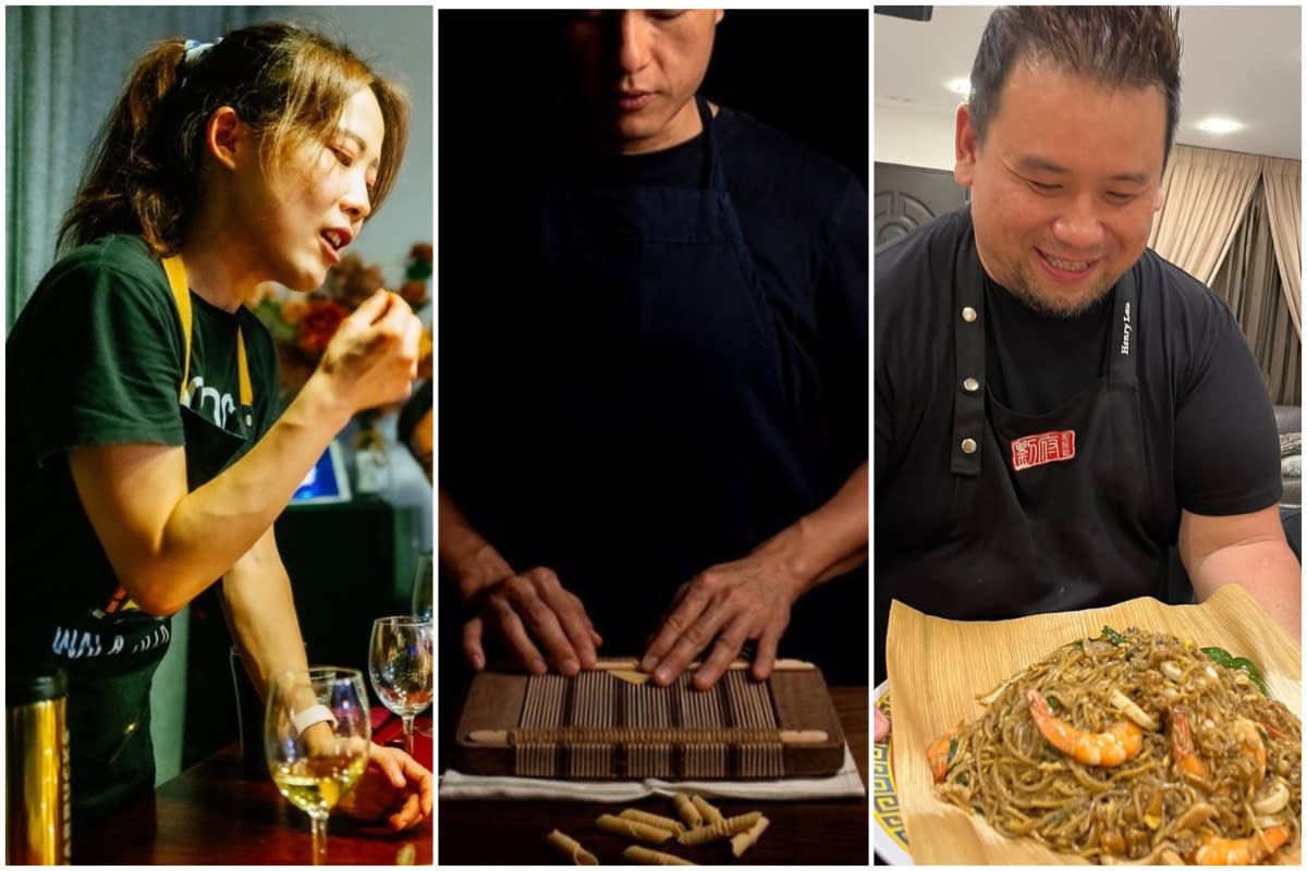 Private dining chefs in Singapore: (from left) Wala Pizza's Jenna Ding, Ben Fatto's Lee Yum Hwa and Liufusifangcai's Henry Lau. (PHOTOS: Instagram/Facebook)