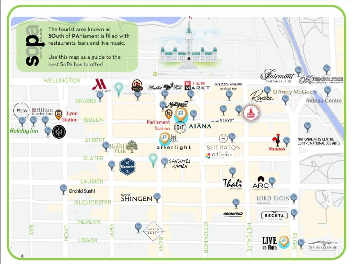 Part of the map being put together by the new initiative that is launching the SoPa (South of Parliament) district in January.  (Submitted by Scott May - image credit)