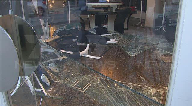 Arthur Galan clothing store in South Yarra's chapel St was smashed in an early-morning ram raid. Picture: 7 News