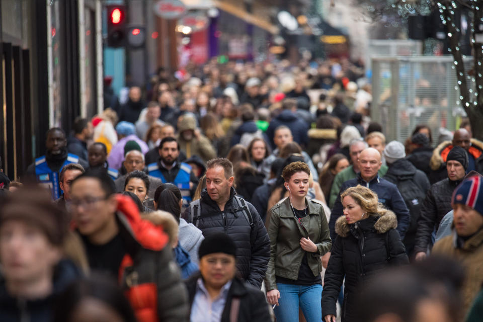 Shoppers on Oxford Street, in central London, on the final Saturday before Christmas.