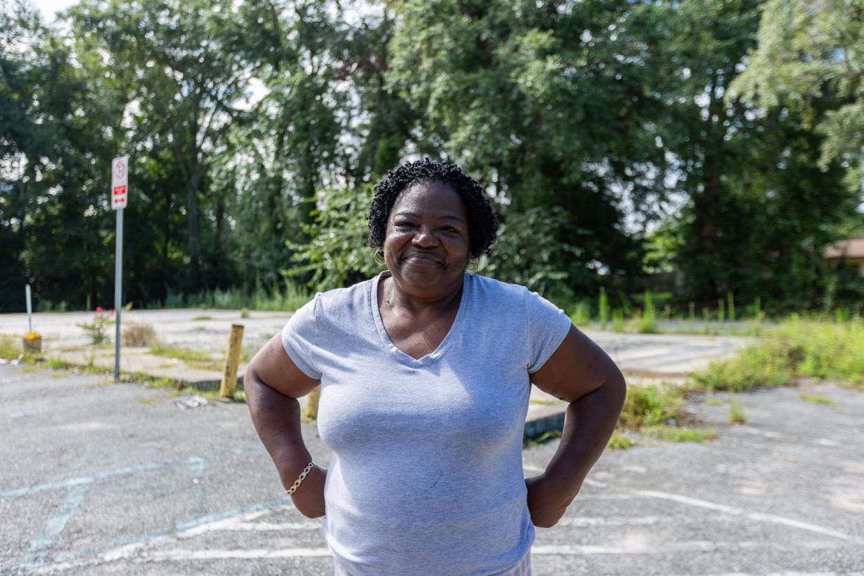 Cynthia Moore, a lifelong resident in the Griffin Heights neighborhood, stands on the corner of Alabama and Harlem Streets that is the proposed site for a grocery store Thursday, July 11, 2024.