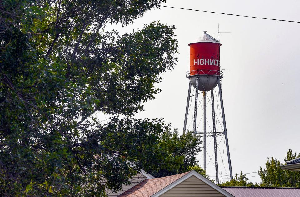 A water tower stands over the town of Highmore, SD on Monday, September 14. Attorney General Jason Ravnsborg was involved in a fatal car crash near Highmore on Saturday.