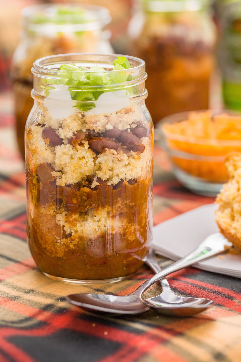 Chili and Cornbread in a Jar