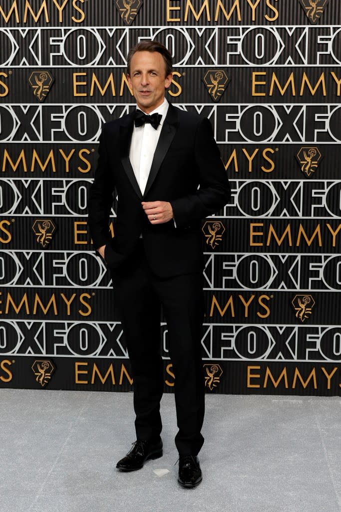 Seth Meyers attends the 75th Primetime Emmy Awards at Peacock Theater on January 15, 2024 in Los Angeles, California.