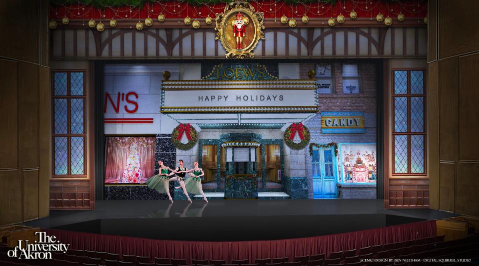Scenes from Akron include the Loew's Theatre in "The Akron Nutcracker."