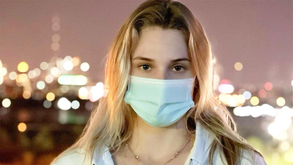 Pictured here, Dayana Yastremska is in Dubai wearing a face mask.