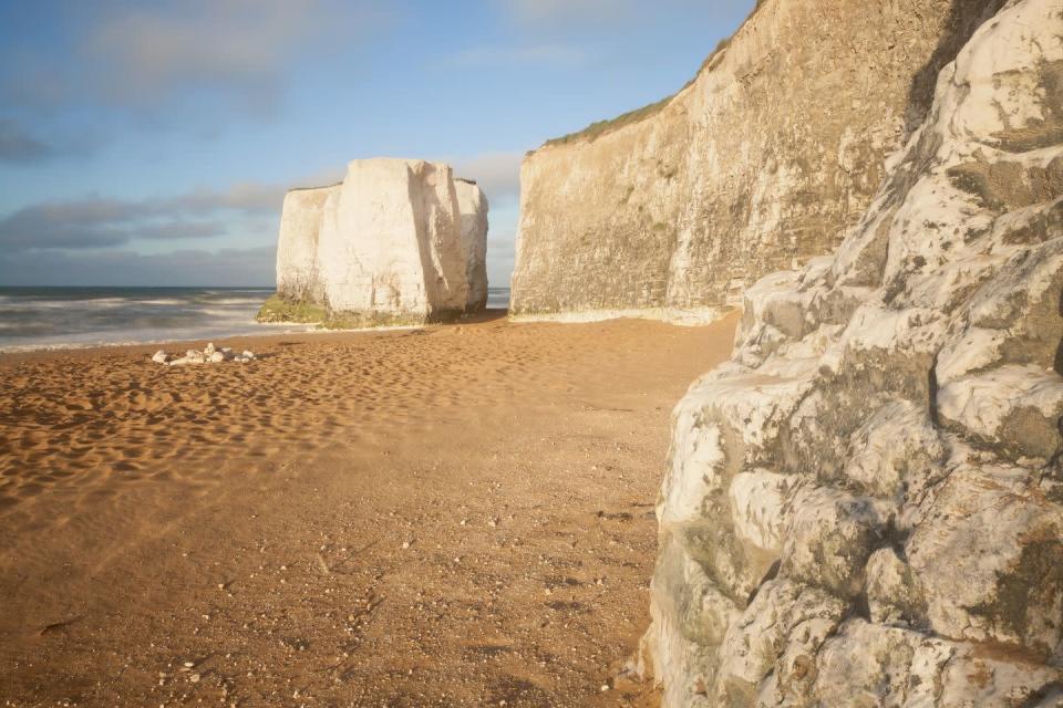 <p>Budding geologers will appreciate the chalk stacks and white cliffs of Botany Bay – a beach famed for its fossil hunting and rock pools. Smugglers were once rife here, however now you're more likely to see people relaxing on this sandy UK beach. </p><p><a class="link " href="https://www.visitthanet.co.uk/attractions/botany-bay/" rel="nofollow noopener" target="_blank" data-ylk="slk:MORE INFO">MORE INFO</a> </p><p><strong>Where to stay: </strong>Boasting picturesque views of the English Channel and the North Sea, the charming <a href="https://www.booking.com/hotel/gb/the-fayreness-kingsgate.en-gb.html?aid=2070935&label=sandy-beaches" rel="nofollow noopener" target="_blank" data-ylk="slk:Botany Bay Hotel" class="link ">Botany Bay Hotel </a>enjoys an elevated position on the cliff tops in Kingsgate, near Broadstairs.</p><p><a class="link " href="https://www.booking.com/hotel/gb/the-fayreness-kingsgate.en-gb.html?aid=2070935&label=sandy-beaches" rel="nofollow noopener" target="_blank" data-ylk="slk:CHECK PRICES">CHECK PRICES</a></p>