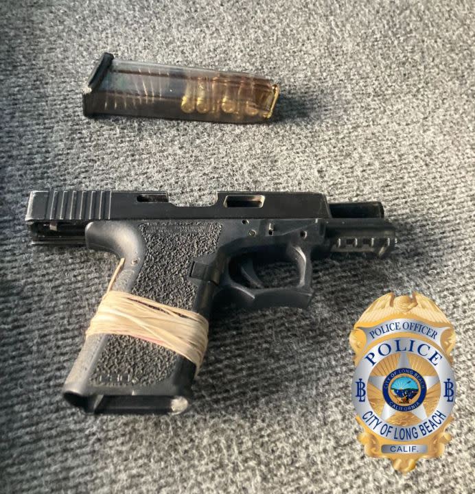 The suspect's loaded handgun was recovered from the scene. (Long Beach Police Department)