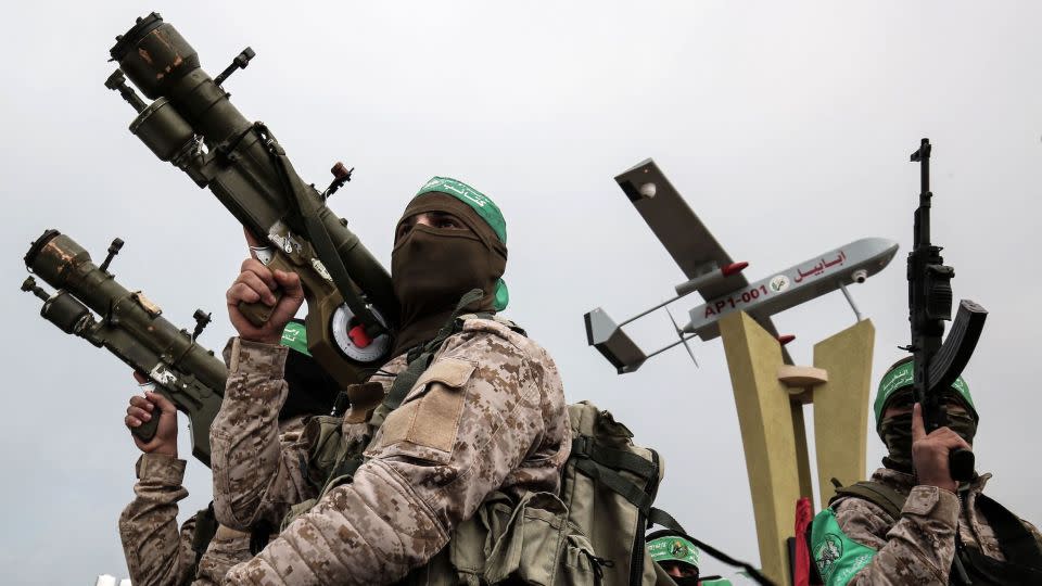 Members of the Izzedine al-Qassam Brigades, the military wing of the Palestinian Islamist movement Hamas, are shown in January 2017. - Said Khatib/AFP/Getty Images/FILE