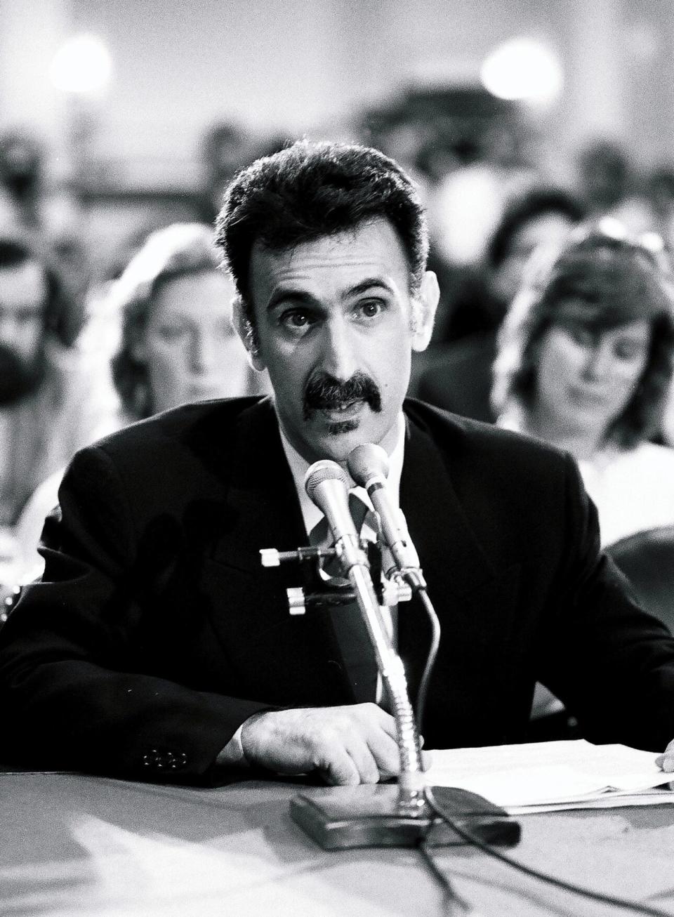 Frank Zappa appears at the PMRC senate hearing September 19, 1985. (Credit: Mark Weiss/Getty Images)