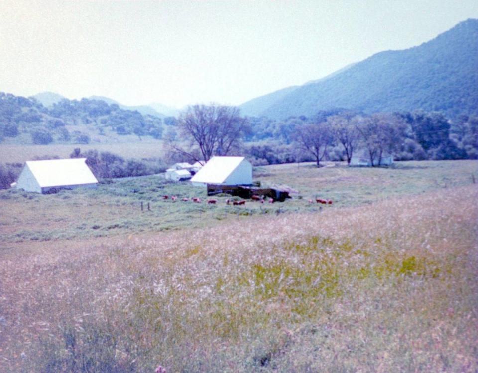 A photo of the Devaul ranch, now under the waters of Lopez Lake which filled in 1969.