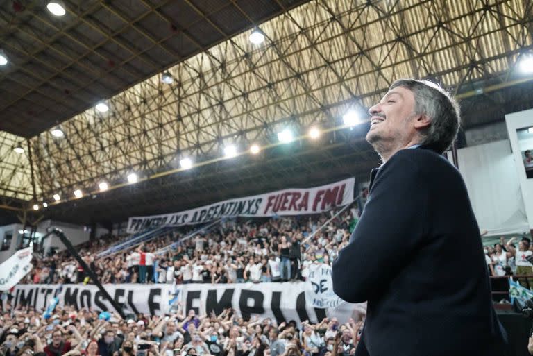 Máximo Kirchner, el sábado pasado, en el microestadio de Lanús.