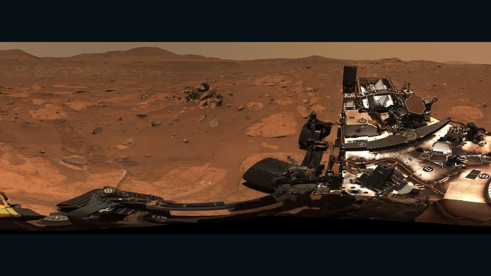 The Perseverance rover took a 360-degree mosaic comprising 993 images and 2.38 billion pixels from a location dubbed "Airey Hill" in November. - JPL-Caltech/ASU/MSSS/NASA