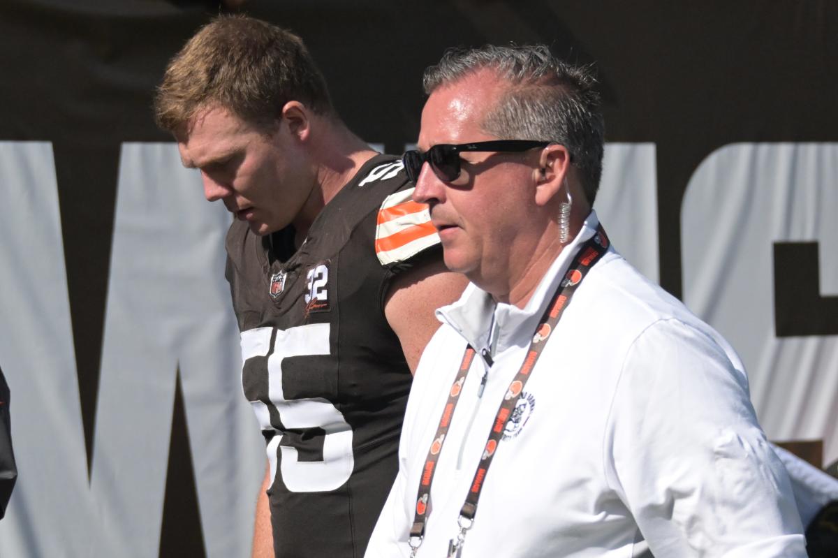 Browns' Myles Garrett in a walking boot following loss to Ravens