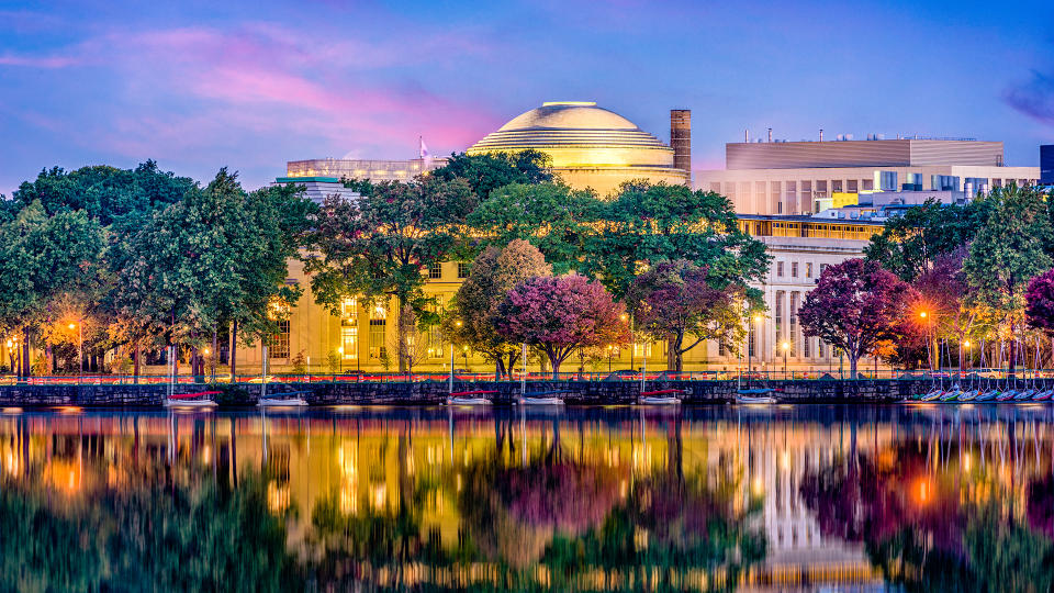 Cambridge, Massachusetts, USA skyline at twilight.