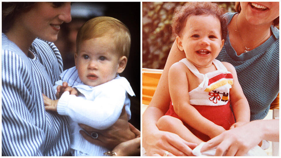 The royal baby looks exactly like his father, Prince Harry, and mum, Meghan Markle, when they were babies. Photo: Getty Images/Splash