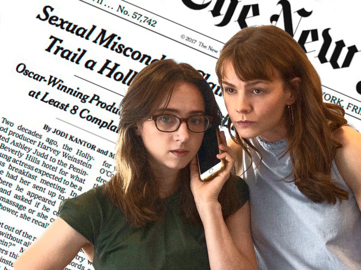 Jodi Kantor (Zoe Kazan) and Megan Twohey (Carey Mulligan) in ‘She Said’  (New York Times/Universal Pictures)