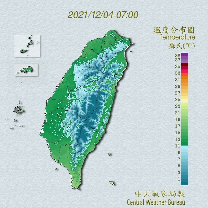 今日各地氣溫略升。（圖／中央氣象局）