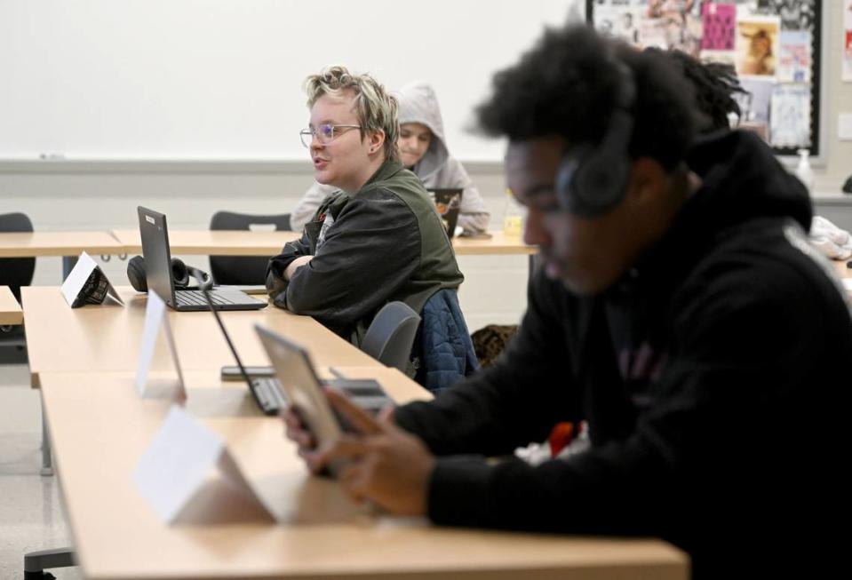 State College Area high school students in the African American Studies class have a discussion on Tuesday, Nov. 14, 2023.