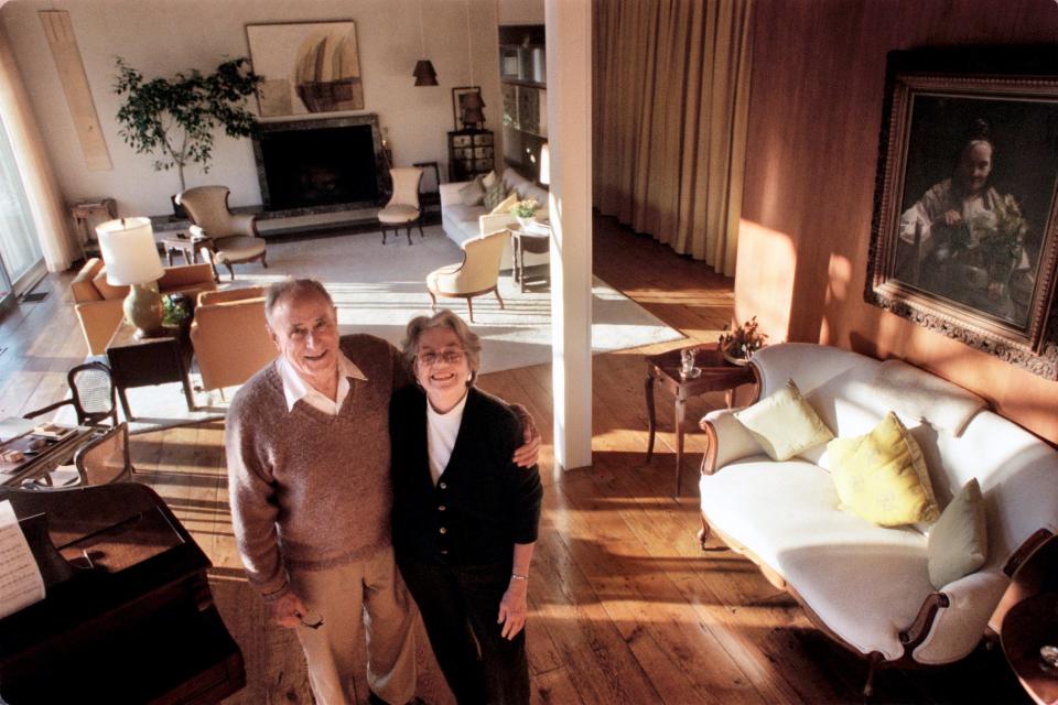 Henry D. Sharpe Jr. and his wife, Peggy Boyd Sharpe, at their home in North Kingstown in 2000.
