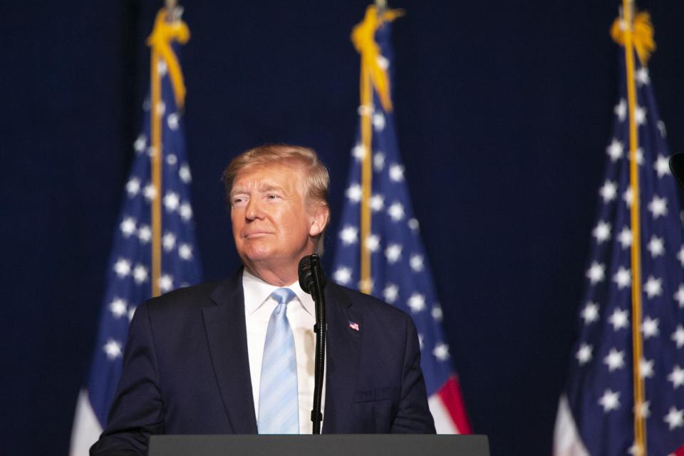 President Donald Trump delivers remarks Jan. 3 during an "Evangelicals for Trump" event at King Jesus Church in Miami. (Photo: Anadolu Agency via Getty Images)