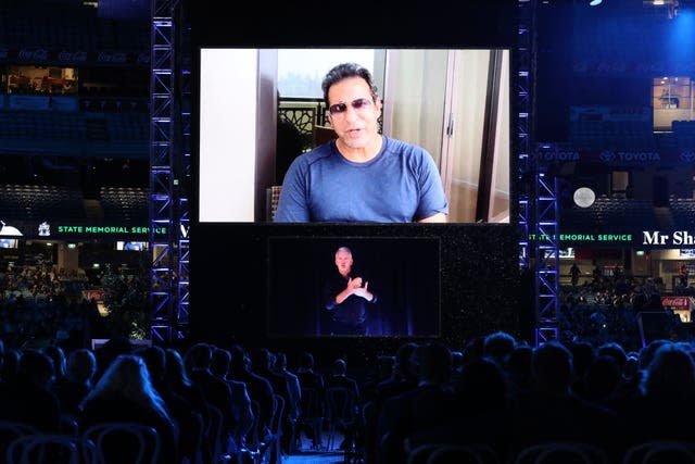 Former Pakistan cricket captain Wasim Akram speaks via video