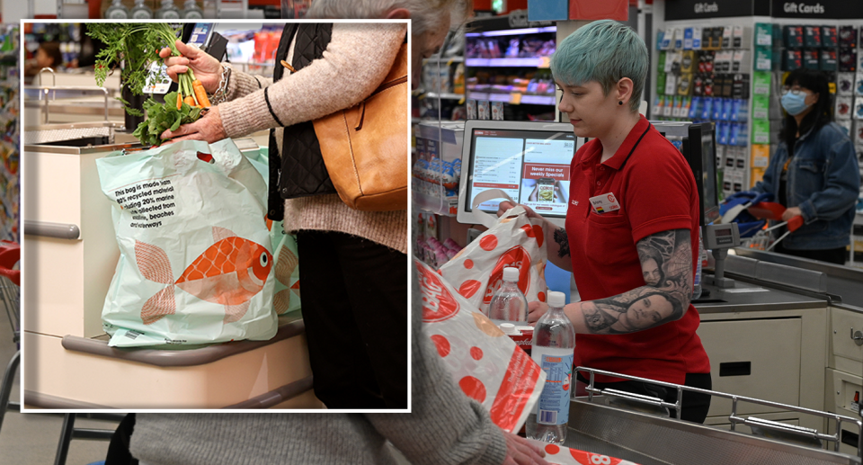 Coles has unveiled new plastic bags made of marine rubbish. Source: AAP / Coles