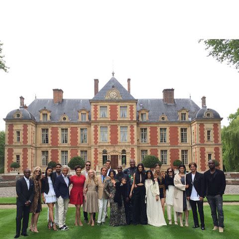 <p>Kris Jenner Instagram</p> The Kardashians at Valentino's mansion for a pre wedding brunch for Kim Kardashian and Kanye West