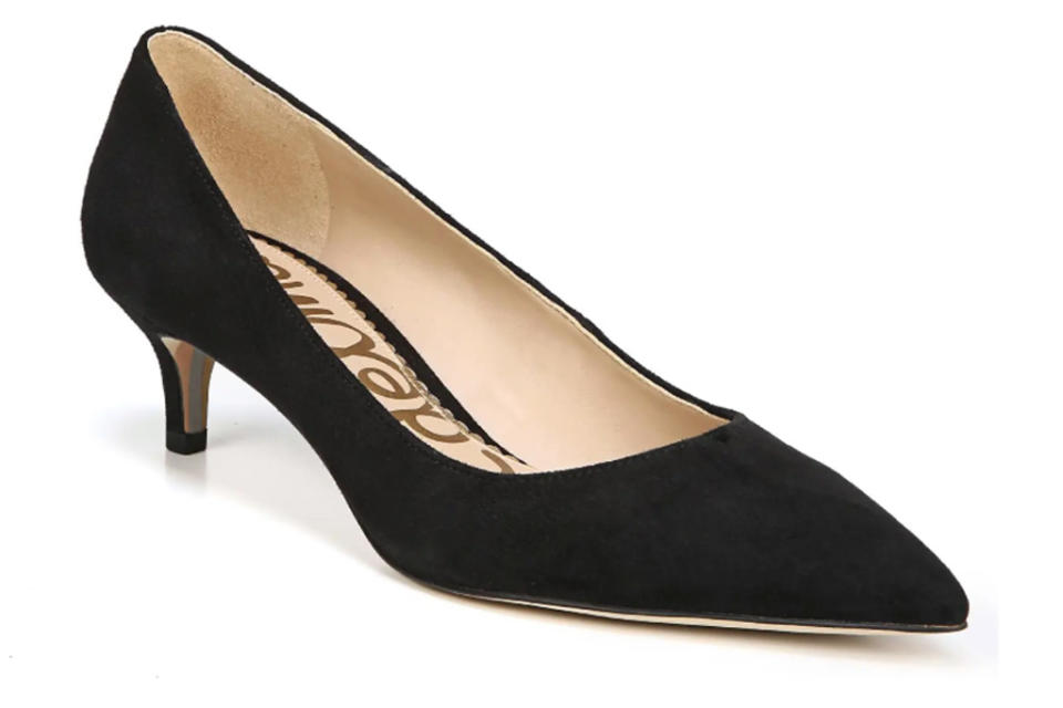 black, pumps, kitten heel, heels, pointed toe, sam edelman