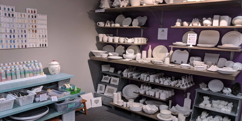With hundreds of ceramic pieces to choose from, families can create their own dishes, cups, bowls, coasters and decorations at Paint a Pot.