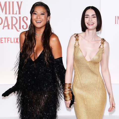 <p>Ernesto Ruscio/Getty</p> Ashley Park and Lily Collins