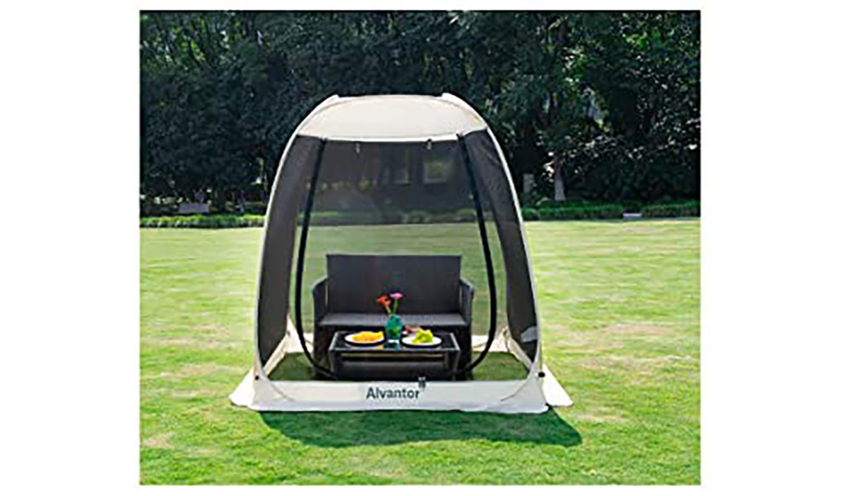 a small tent made of mosquito netting