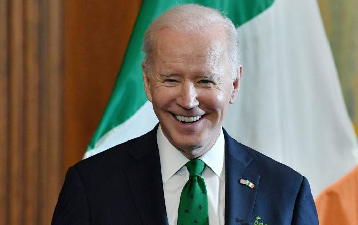 President Joe Biden speaks during the annual St. Patrick's Day luncheon on Capitol Hill in Washington, DC.