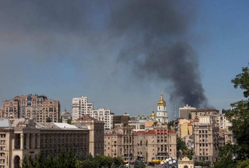 Smoke rises in the sky over the city after a Russian missile strike, amid Russia's attack on Ukraine, in Kyiv, Ukraine (REUTERS)