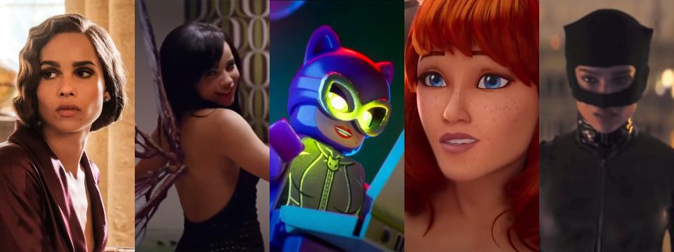 From left: Zoë Kravitz in "Fantastic Beasts: The Crimes of Grindelwald," Kravitz in "X-Men: First Class," Catwoman in the animated movie "The Lego Batman Movie," Mary Jane in the animated film "Spider-Man: Into the Spider-Verse," and Kravitz as Catwoman in "The Batman."