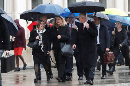 Members of the prosecution team including U.S. Attorney for the Eastern District of New York Richard P. Donoghue (R) arrive at the Brooklyn Federal Courthouse for the start of the trial of Joaquin Guzman, the Mexican drug lord known as "El Chapo," in New York City, New York, U.S., November 13, 2018. REUTERS/Mike Segar