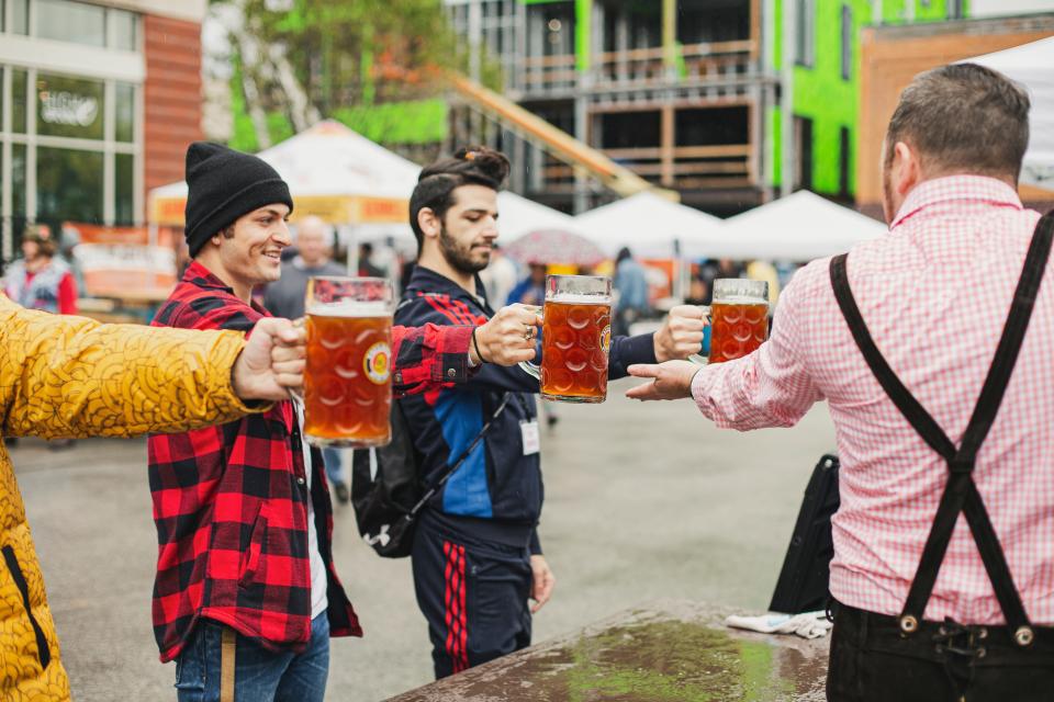 The Stein holding competition is one of the mainstay activities at the Northside Oktoberfest.