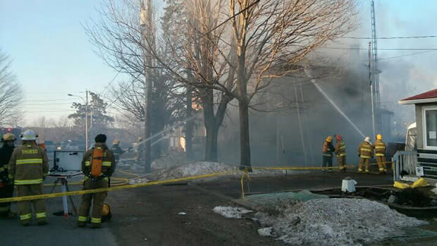 Firefighters were trying to extinguish a house fire in Thurso, Que., about 45 kilometres east of Gatineau.