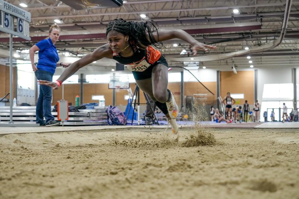 West Warwick freshman Lisa Raye left it all out there in her indoor state meet debut and while she didn't win gold in the long jump — she medaled, and she did win gold medals in the dash and hurdles. What will the spring season bring?