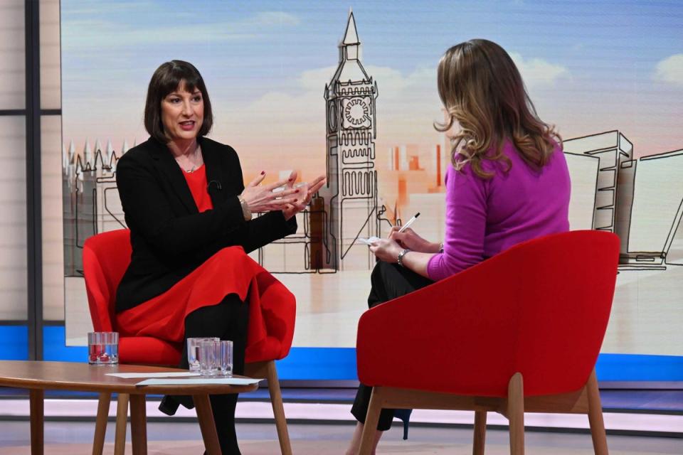 Shadow chancellor Rachel Reeves (left), speaking on BBC’s Sunday With Laura Kuenssberg (PA Wire)