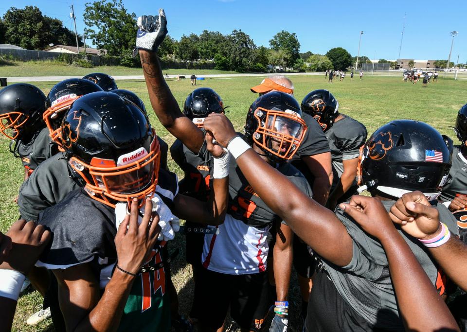 Cocoa football players run practice drills at the school Wednesday, August 3, 2022. Craig Bailey/FLORIDA TODAY via USA TODAY NETWORK