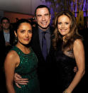 LOS ANGELES, CA - JUNE 25: (L-R) Actress Salma Hayek, actor John Travolta and his wife actress Kelly Preston pose at the after party for the premiere of Universal Pictures' "Savages" at the Armand Hammer Museum on June 25, 2012 in Los Angeles, California. (Photo by Kevin Winter/Getty Images)