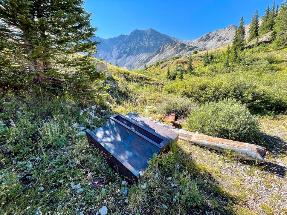 A part of the abandoned mining camp along the Mayflower Gulch trail.