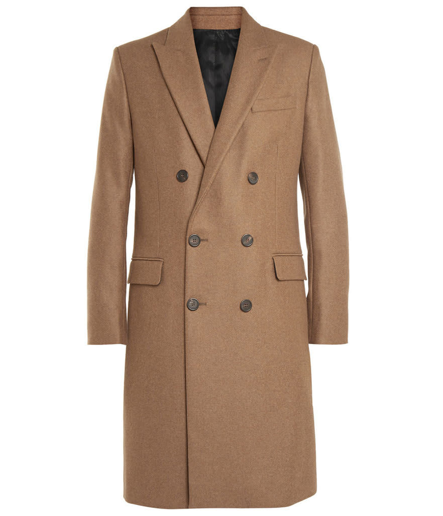 <p>AMI Double-Breasted Wool-Blend Overcoat, $850, <a href="http://www.mrporter.com/en-us/mens/ami/double-breasted-wool-blend-overcoat/594644?ppv=2#" rel="nofollow noopener" target="_blank" data-ylk="slk:mrporter.com;elm:context_link;itc:0;sec:content-canvas" class="link ">mrporter.com</a><br><br></p>