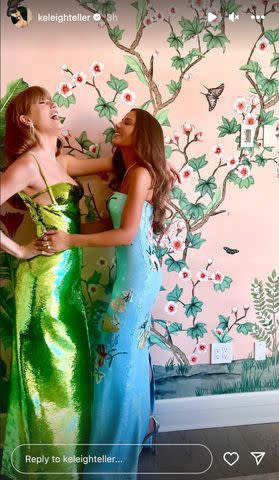 <p>Keleigh Sperry/ Instagram</p> Keleigh Sperry and Taylor Swift pose for a photo in their Golden Globes attire