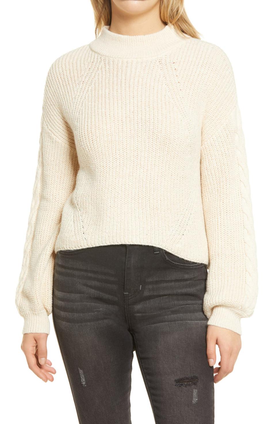 BP. Cable Knit Balloon Sleeve Sweater. Image via Nordstrom.