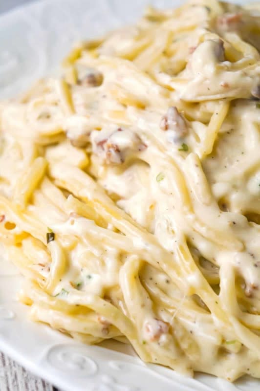 <p>This Is Not Diet Food</p><p>Instant Pot bacon cream cheese spaghetti is an easy pasta recipe made with heavy cream, chive and onion cream cheese, cream of bacon soup, shredded cheese and crumbled bacon.</p><p><strong>Get the recipe: <a href="https://www.thisisnotdietfood.com/instant-pot-bacon-cream-cheese-spaghetti/" rel="nofollow noopener" target="_blank" data-ylk="slk:Instant Pot Bacon Cream Cheese Spaghetti;elm:context_link;itc:0;sec:content-canvas" class="link rapid-noclick-resp">Instant Pot Bacon Cream Cheese Spaghetti</a></strong></p>