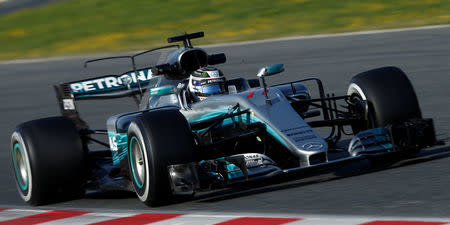 Formula One - F1 - Test session - Barcelona-Catalunya racetrack in Montmelo, Spain - 27/2/17. Mercedes' Valtteri Bottas in action. REUTERS/Albert Gea