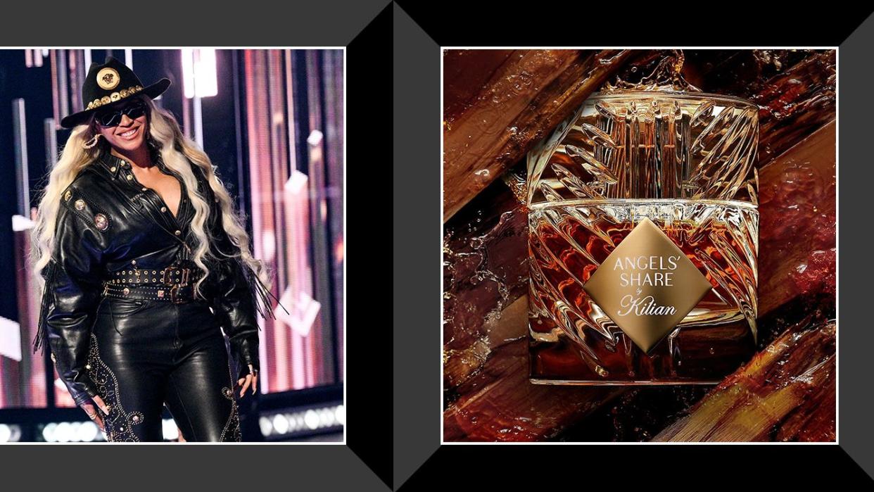 beyonce, kilian angels share perfume bottle